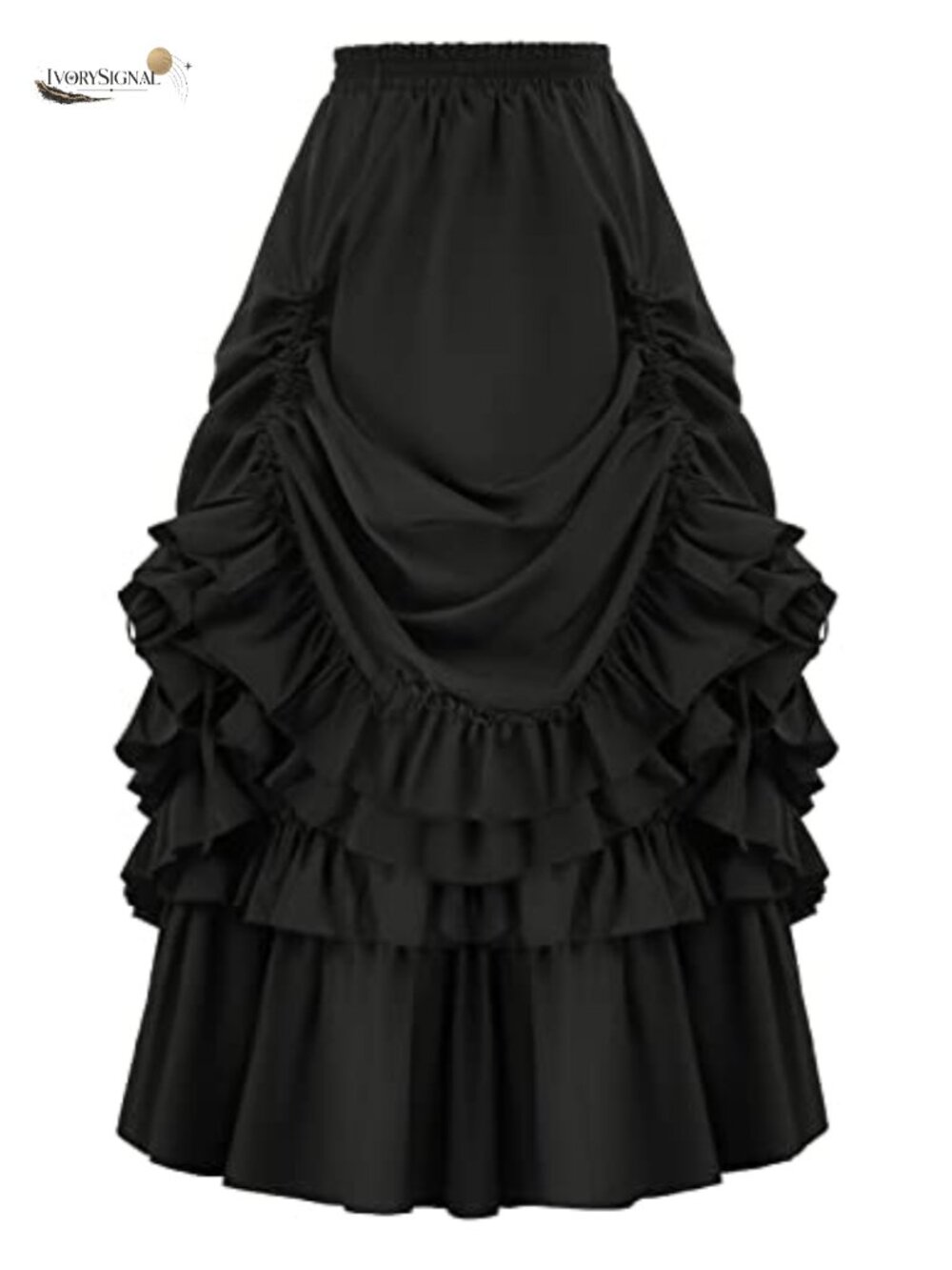 Victorian Gothic Steampunk Ruffle High Waist A-Line Skirt